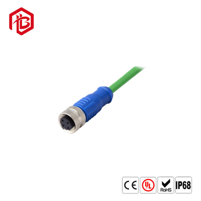 M12 Industrial Metal Waterproof Connector 2-8Pin Straight Head Formed With Cable Type