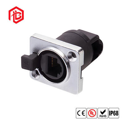 Buy IP68 Waterproof 8-Pin RJ45 Ethernet Jack Panel Mount Connector with Copper Contacts Nylon Housing for RF FPC Solar Power Systems online manufacture
