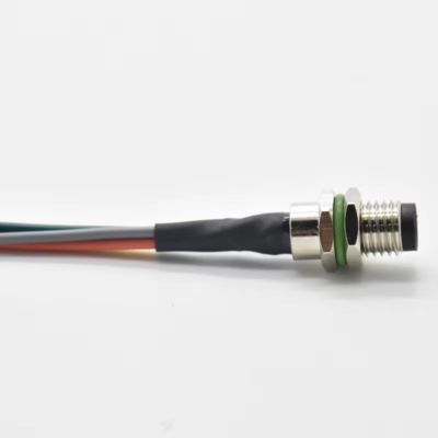 M5 Industrial Circular Din Socket IP67 Waterproof a Code Front-Fastened Socket Male 4 Pin Panel Mount Connector with Wire