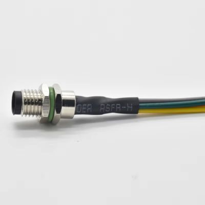 M5 Industrial Circular Din Socket IP67 Waterproof a Code Front-Fastened Socket Male 4 Pin Panel Mount Connector with Wire