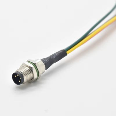 M5 Industrial Circular Din Socket IP67 Waterproof a Code Front-Fastened Socket Male 4 Pin Panel Mount Connector with Wire