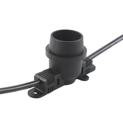 E27 Outdoor Waterproof 10A Copper Electric Lamp Socket with Soft Cord Nylon Housing IP65 for Solar Power System and Male/Female