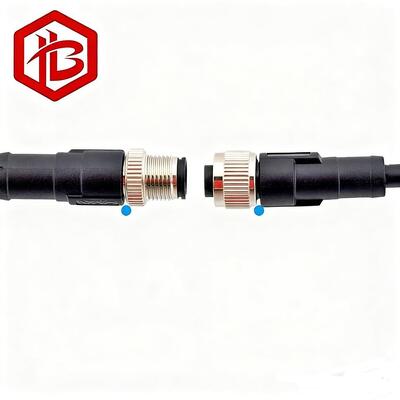 M12 Metal Plug IP68 Rated Copper Contact 2A 8-Pin Canbus Cable Overmolding Connector for Solar Power System