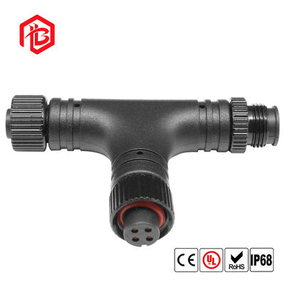 M12 Metal Nut Tee Waterproof Connector Male/Female Copper Contact for Aerospace and Wire Connections